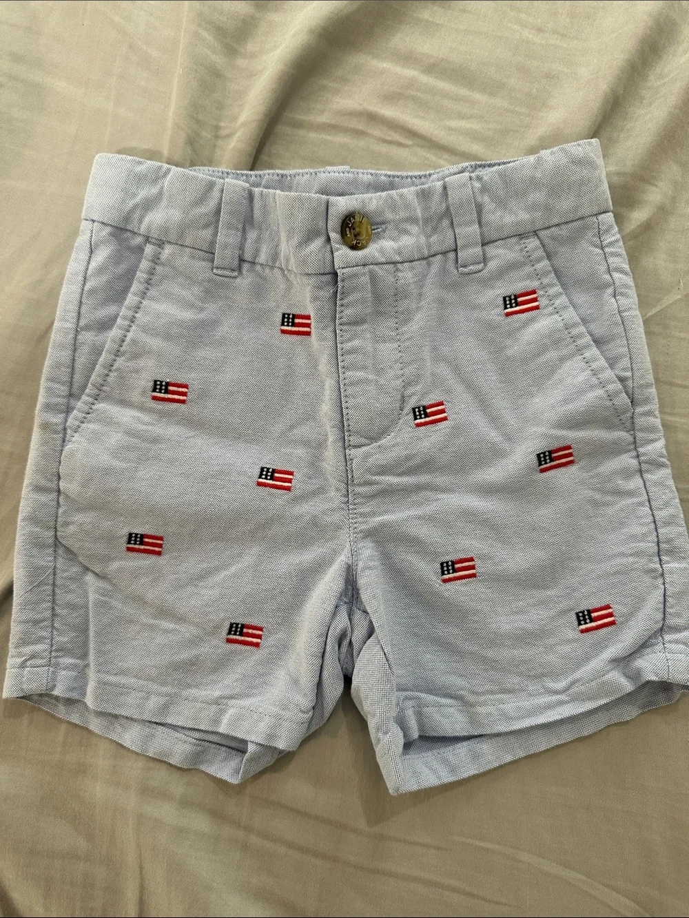 Janie and Jack Light Blue, Red, Cream Embroidered Kids Shorts Set